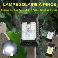 Lampe solaire à pince, Portable, étanche, avec capteur de mouvement