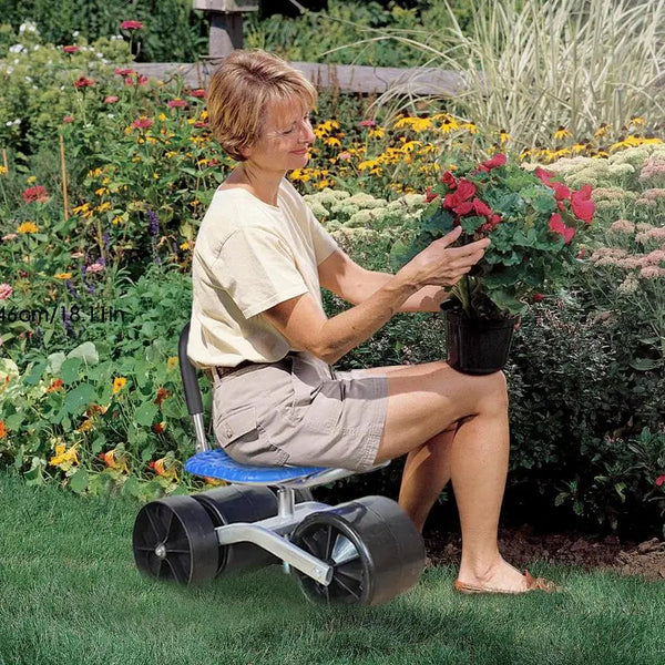 Chaise de travail de jardin, tabouret roulant pour terres agricoles, rotatif